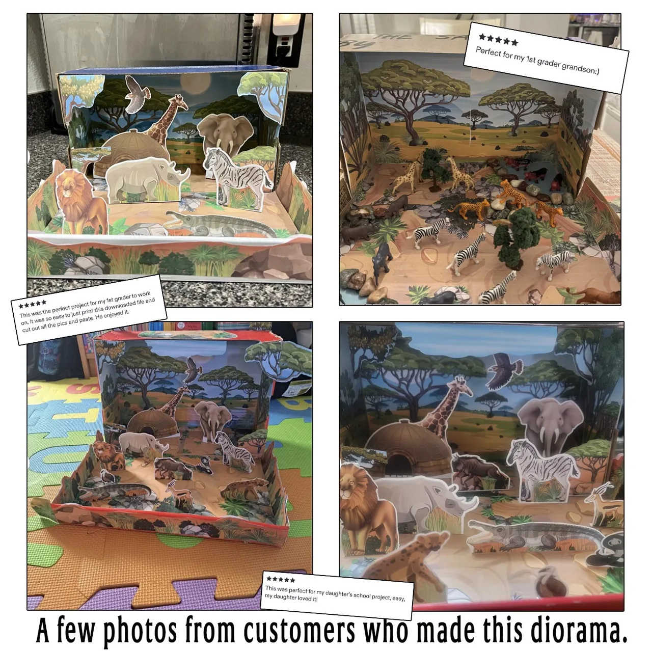 Ejemplos de maquetas de sabana construidas para proyectos escolares